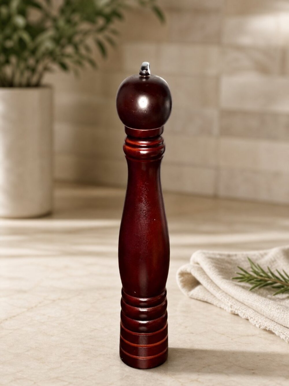 Swissmar 17" Wooden Pepper Mill Grinder Walnut Finish Adjustable Ceramic Burr